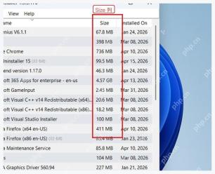 Geek Uninstaller 主窗口中的 Size 大小列和软件占用空间