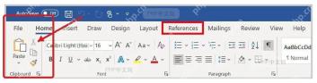 Microsoft Word 引用选项卡中的目录按钮用于打开目录设置