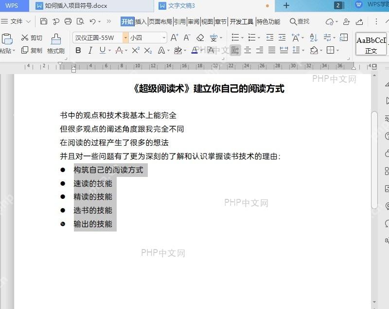 如何插入项目符号 与自定义设置项目符号结果检查