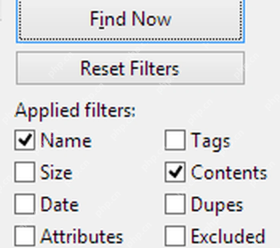 XYplorer Applied filters 中勾选 Contents。