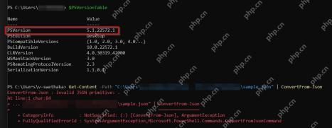 Windows PowerShell 读取 JSON 时显示 Invalid JSON primitive 解析错误