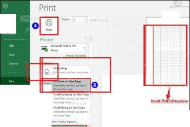 Excel 打印设置里的缩放下拉菜单,选中 Fit Sheet on One Page,用于把整个工作表压缩到一页
