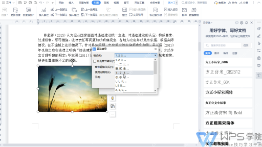 WPS文字题注编号设置窗口中配置章节编号和编号格式
