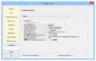 Honeyview Configuration 窗口左侧选中 Language 语言设置页