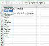 Excel UNIQUE函数生成姓名不重复值列表
