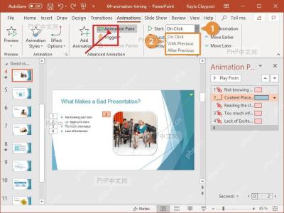 PowerPoint 动画选项卡中为文本框添加动画效果