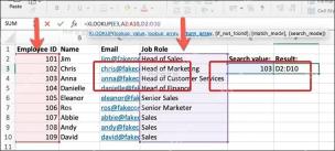 XLOOKUP 公式中分别框选查找区域和返回区域