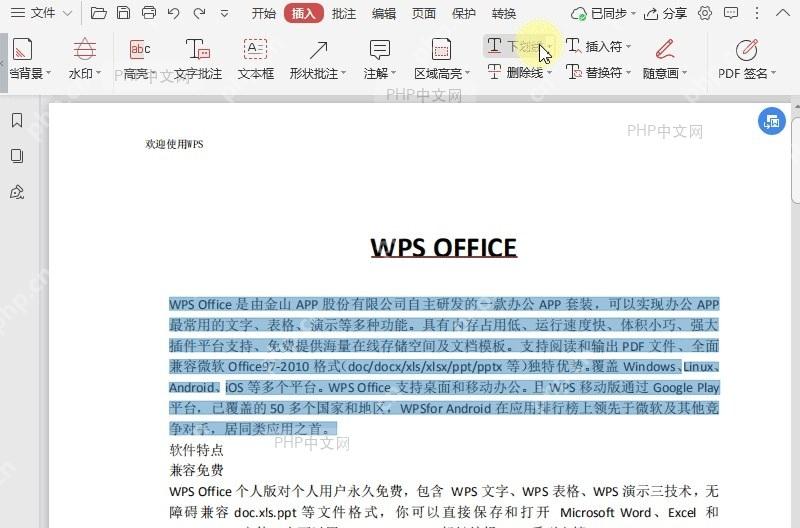 如何设置下划线的线型?中间操作
