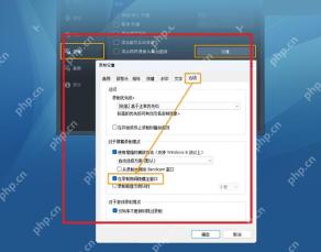 Bandicam Windows 录像设置窗口高亮选项页入口