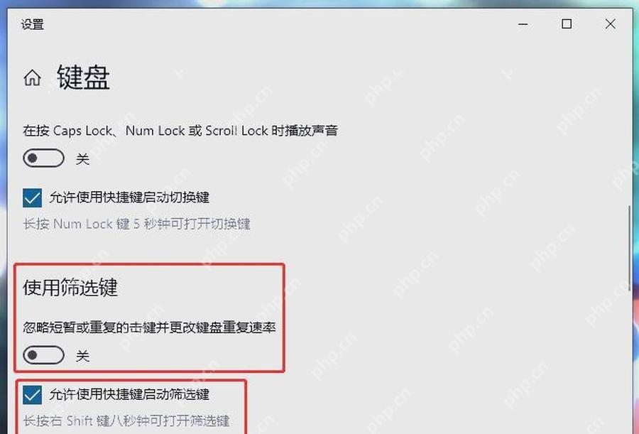 Win11 筛选键详情页面关闭键盘快捷方式