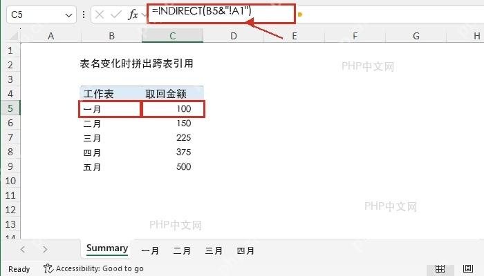 Excel中用INDIRECT按工作表名称拼接跨表引用