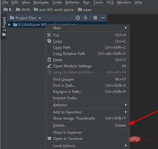 Quelles sont les étapes pour supprimer un projet dans webstorm