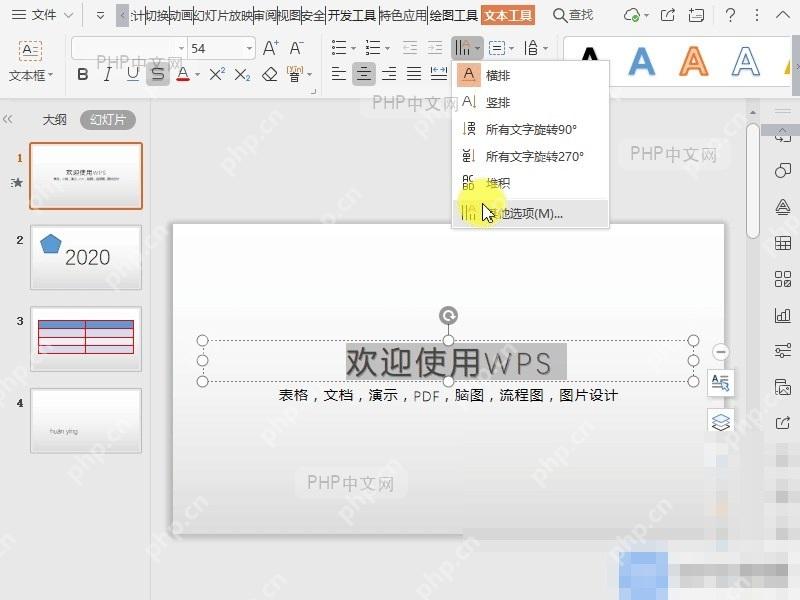 PPT如何自定义PPT中的文字方向?入口位置