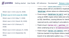 Pandas 3.0.4 修复 StringDtype 搜索性能和 ADBC SQL 问题