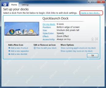 ObjectDock Home 页面 Create a new dock 新建 Dock 入口