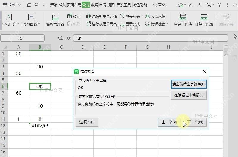 如何检查表格中含有错误的格式?结果检查