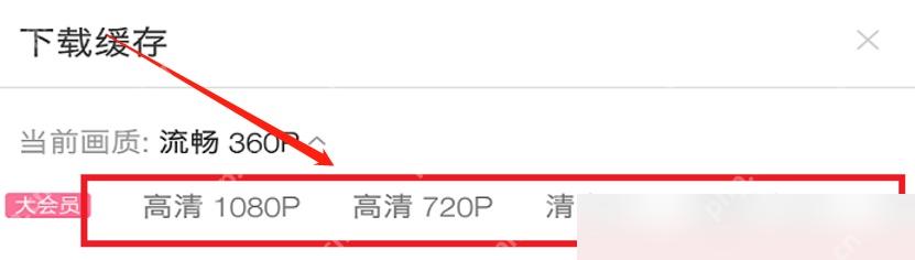 哔哩哔哩下载缓存页里的清晰度选项