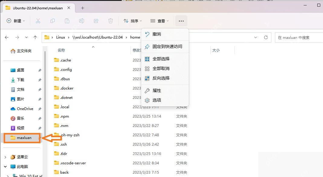 Win11 文件资源管理器进入 wsl localhost Ubuntu home 用户目录