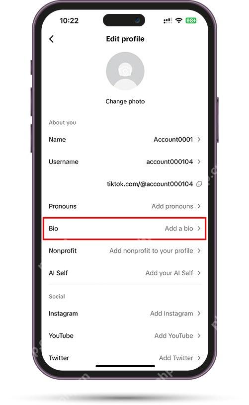 TikTok APP 编辑简介入口