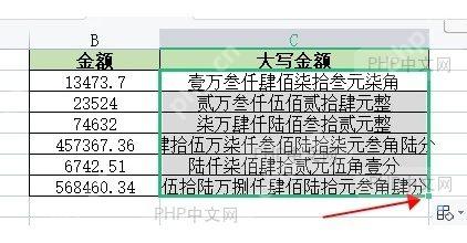 检查 Excel 金额中文大写金额显示结果