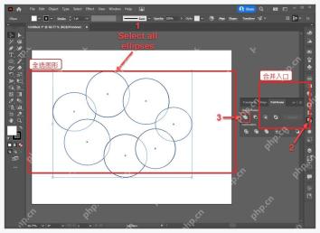 Illustrator 选中多个重叠椭圆图形