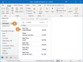 Outlook 已发送邮件列表中打开需要撤回的邮件