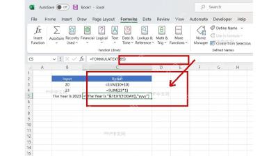 Excel 工作表中选中公式单元格，公式栏显示 FORMULATEXT 引用的原公式单元格