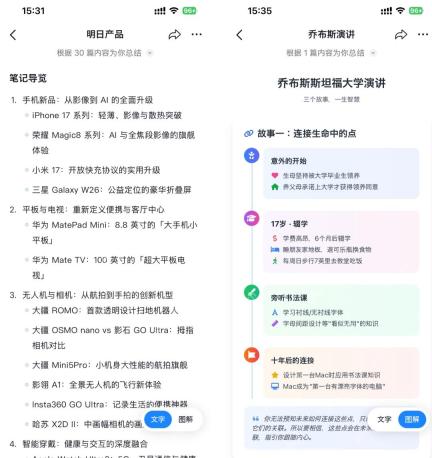 AI 总结后的笔记导览结果