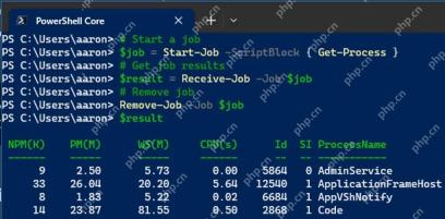 PowerShell 使用 Receive-Job 收集后台任务结果并删除作业