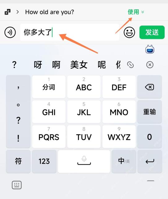 微信中文界面:查看微信聊天中的自动翻译结果