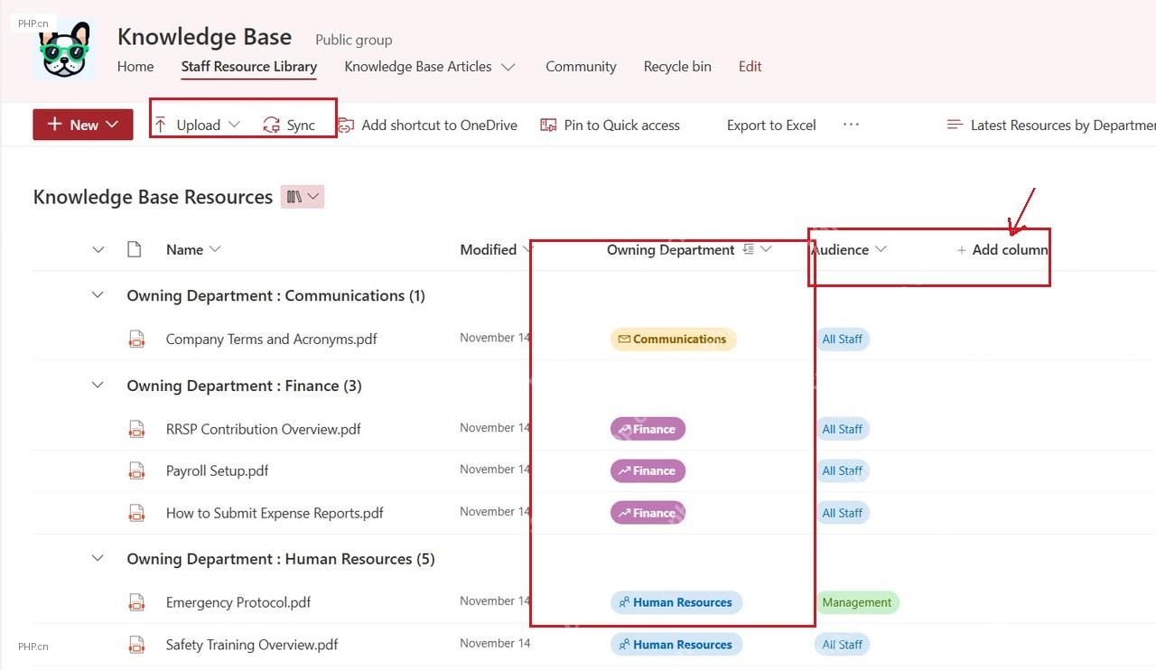 SharePoint 文档库按部门和适用对象管理知识库资料
