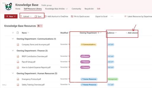 SharePoint 文档库按部门和适用对象管理知识库资料