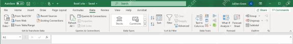 Excel 数据选项卡未显示 Data Analysis 按钮的界面