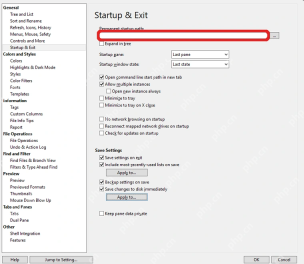 XYplorer Startup & Exit 中的 Permanent startup path 输入框。