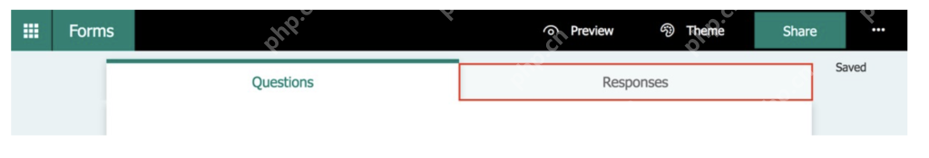 Microsoft Forms 顶部 Responses 响应结果入口
