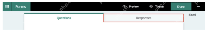 Microsoft Forms 顶部 Responses 响应结果入口