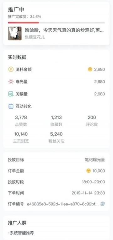 小红书怎么投流推广_查看推广订单的目标和消耗数据