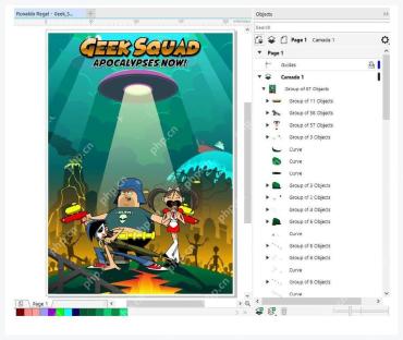 CorelDRAW 文件中准备通过 Publish to PDF 输出多页面文档