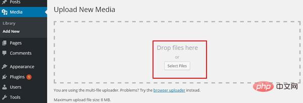 How to get WordPress to upload media