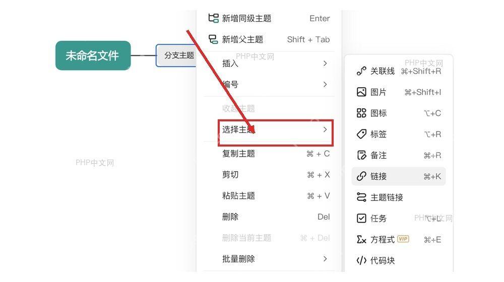 WPS思维导图主题右键菜单中显示复制主题和粘贴主题入口