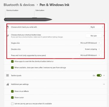 Win11 笔和 Windows Ink 页面显示快捷按钮功能