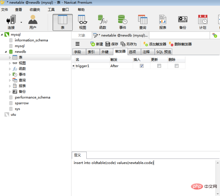 So schreiben Sie Trigger in Navicat