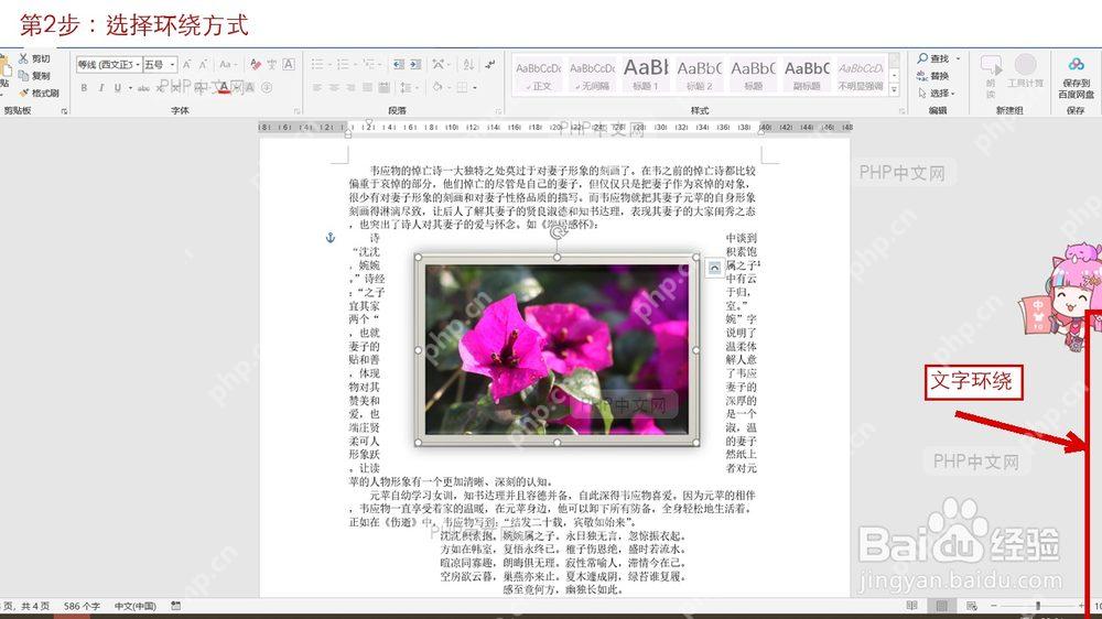 Word选择文字环绕方式
