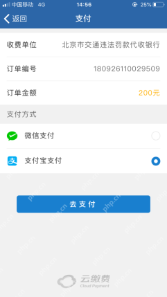 交管12123微信和支付宝支付渠道选择