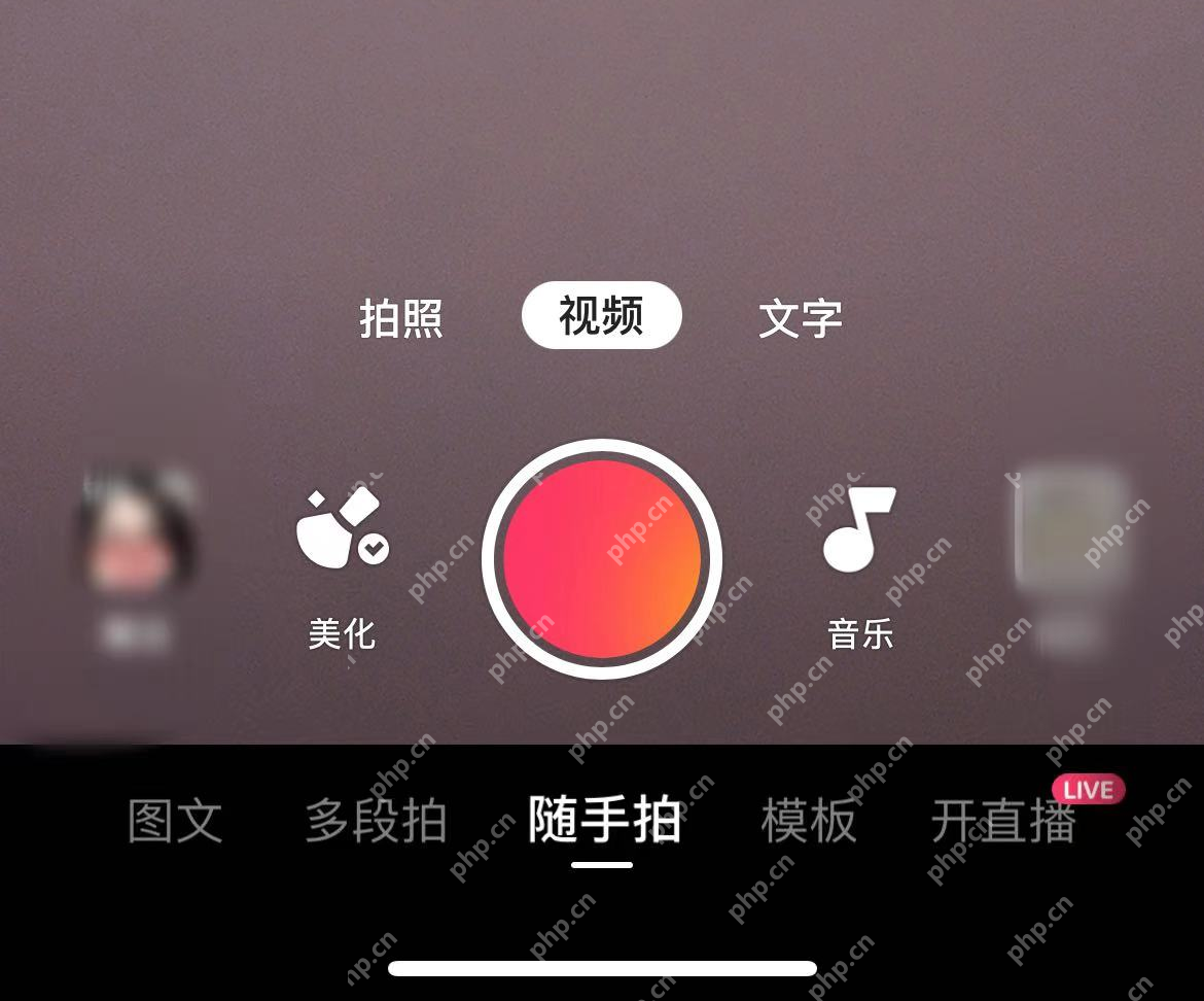 快手极速版中文手机界面,图文模板模式栏,证明选择照片视频类型这一步
