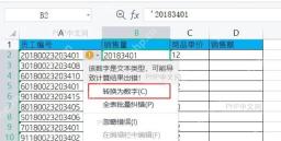 Excel 错误检查菜单中的转换为数字入口