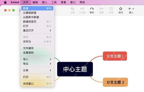 Xmind Pro 中文界面文件菜单显示从模板新建入口。