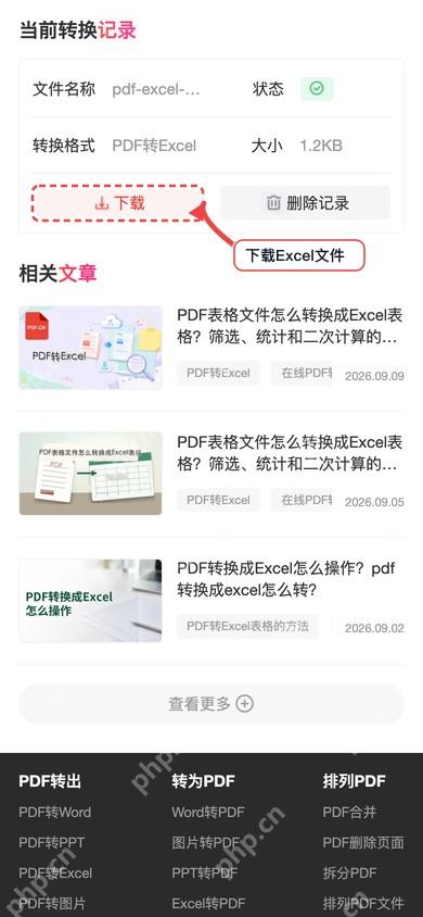 极轻PDF手机端PDF转Excel下载文件