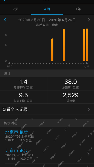Keep跑步统计页面中的查看个人记录入口_Keep怎么看个人最好成绩_Keep跑步个人纪录查看说明 - php中文网