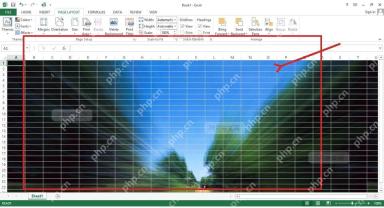 Excel 工作表中背景图片已经铺满网格区域，用于检查文字可读性和重复效果